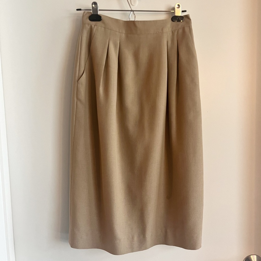 80s Christian Dior Vintage Beige Knee Length Skirt US 6